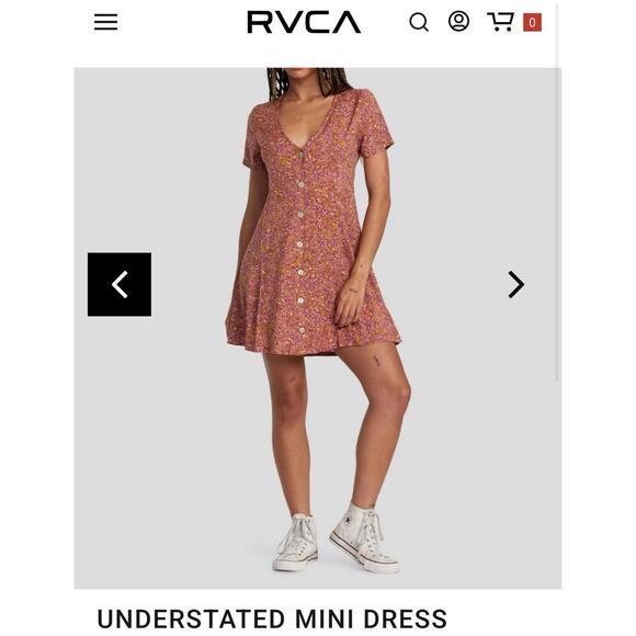 RVCA UNDERSTATED MINI DRESS NEW WITH TAGS SZ XS BUTTON FRONT - Picture 1 of 16